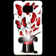 Coque Samsung Galaxy S2 Papillons magiques rouges