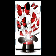 Coque Sony Xperia U Papillons magiques rouges