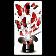 Coque Sony Xperia T Papillons magiques rouges