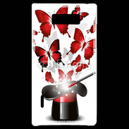 Coque LG Optimus L7 Papillons magiques rouges