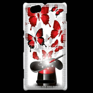 Coque Sony Xperia M Papillons magiques rouges
