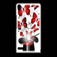 Coque Huawei Ascend P6 Papillons magiques rouges