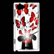 Coque Sony Xperia L Papillons magiques rouges