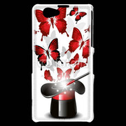 Coque Sony Xperia Z1 Compact Papillons magiques rouges