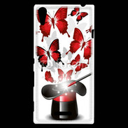 Coque Sony Xperia T3 Papillons magiques rouges