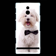 Coque Sony Xperia P Bichon avec noeud papillon