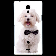 Coque Sony Xperia T Bichon avec noeud papillon