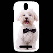 Coque HTC One SV Bichon avec noeud papillon