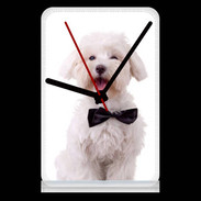 Pendule de bureau Bichon avec noeud papillon