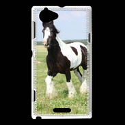 Coque Sony Xperia L Cheval noir et blanc 5