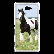 Coque Sony Xperia M2 Cheval noir et blanc 5