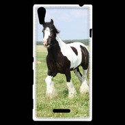 Coque Sony Xperia T3 Cheval noir et blanc 5