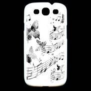 Coque Samsung Galaxy S3 Dessin de note de musique en noir et blanc 75