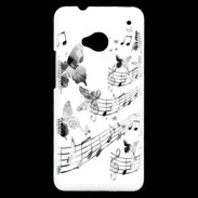 Coque HTC One Dessin de note de musique en noir et blanc 75