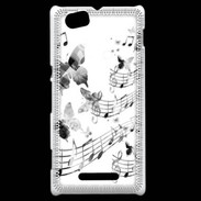 Coque Sony Xperia M Dessin de note de musique en noir et blanc 75