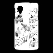 Coque LG Nexus 5 Dessin de note de musique en noir et blanc 75