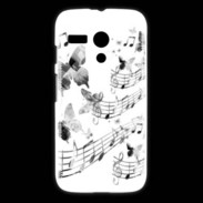 Coque Motorola G Dessin de note de musique en noir et blanc 75