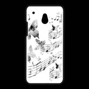 Coque HTC One Mini Dessin de note de musique en noir et blanc 75