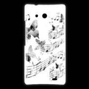 Coque Huawei Ascend Mate Dessin de note de musique en noir et blanc 75