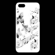 Coque iPhone 5C Dessin de note de musique en noir et blanc 75