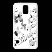 Coque Samsung Galaxy S5 Dessin de note de musique en noir et blanc 75