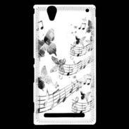 Coque Sony Xperia T2 Ultra Dessin de note de musique en noir et blanc 75