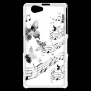 Coque Sony Xperia Z1 Compact Dessin de note de musique en noir et blanc 75