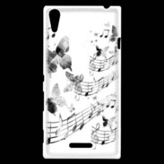 Coque Sony Xperia T3 Dessin de note de musique en noir et blanc 75