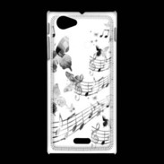 Coque Sony Xpéria J Dessin de note de musique en noir et blanc 75
