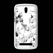Coque HTC Desire 500 Dessin de note de musique en noir et blanc 75