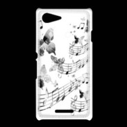 Coque Sony Xpéria E3 Dessin de note de musique en noir et blanc 75