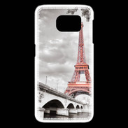 Coque Samsung Galaxy S6 edge Tour Eiffel rouge sur fond en noir et blanc