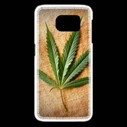Coque Samsung Galaxy S6 edge Feuille de cannabis sur toile beige