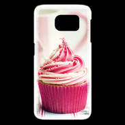 Coque Samsung Galaxy S6 edge Cup cake rose et blanc