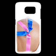 Coque Samsung Galaxy S6 edge Femme enceinte avec ruban bleu et rose