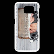 Coque Samsung Galaxy S6 edge Bébé dormant avec chapeau tête de chat