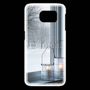 Coque Samsung Galaxy S6 edge paysage hiver deux lanternes