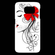 Coque Samsung Galaxy S6 edge Visage glamour noir et rouge