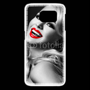 Coque Samsung Galaxy S6 edge Rouge à lèvres Fashion en noir et blanc