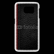 Coque Samsung Galaxy S6 edge Effet cuir noir et rouge