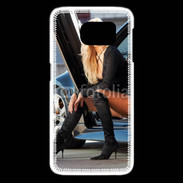 Coque Samsung Galaxy S6 edge Femme blonde sexy voiture noire 5