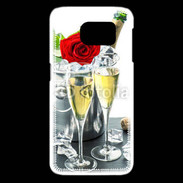 Coque Samsung Galaxy S6 edge Champagne et rose rouge