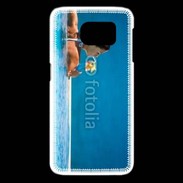 Coque Samsung Galaxy S6 edge Femme sirotant un cocktail face à la mer