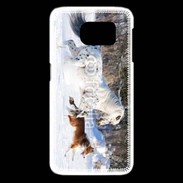 Coque Samsung Galaxy S6 edge Cheval et chien dans la neige