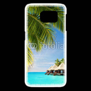 Coque Samsung Galaxy S6 edge Palmier et bungalow dans l'océan indien