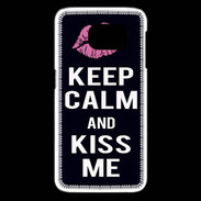 Coque Samsung Galaxy S6 edge Keep Calm Kiss me Noir