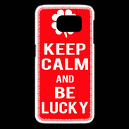 Coque Samsung Galaxy S6 edge Keep Calm Be Lucky Rouge