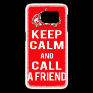 Coque Samsung Galaxy S6 edge Keep Calm Call friend Rouge