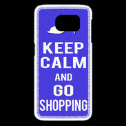 Coque Samsung Galaxy S6 edge Keep Calm Go Shopping Bleu