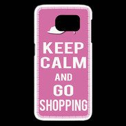 Coque Samsung Galaxy S6 edge Keep Calm Go Shopping Rose